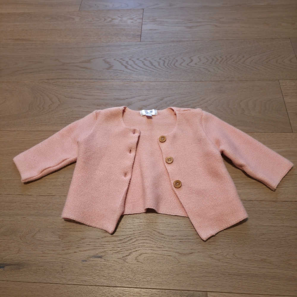 Mon Caramel Peach Button-Up Cardigan